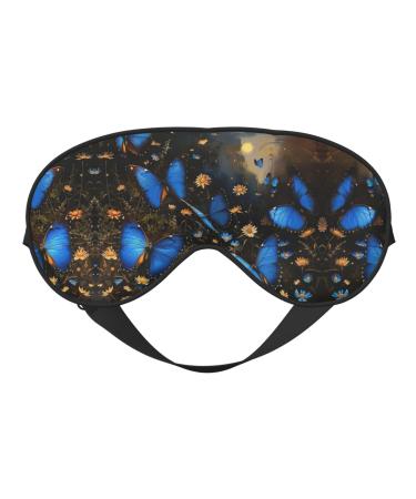 Blue Butterflies Sleep Mask-Adjustable Breathable Fashionable Eye Mask for A Comfortable Sleep Experience