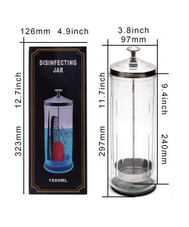ZIBARBER 50 Oz Glass Disinfectant Jar for Salon Barber Tools - Large Sterilizing Jar for Manicure & Pedicure Implements - 11.7 H x 3.8 W - Buy Online on GoSupps.com