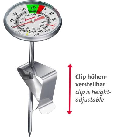 Westmark Milk Thermometer - Optimal Foaming Kitchen Tool for Perfect Milk Foam in Coffee | Barista Stainless Steel Thermometer with Clip - Buy Online on GoSupps.com