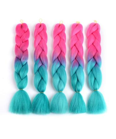 Buy Showjarlly Jumbo Braid Artificial Hair - 24 Ombre Braid Extensions 5 Pack for Crochet Twists & Box Braids - Peach/Navy Blue - Buy Online on GoSupps.com