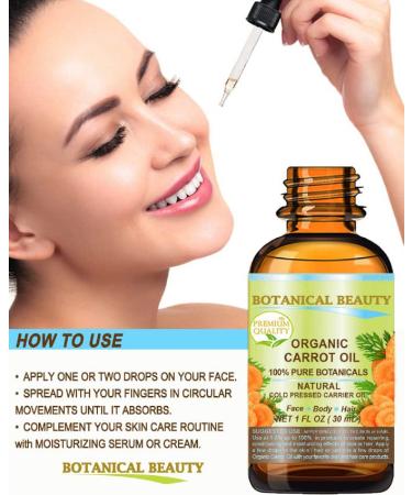 Organic Carrot Oil 100% Natural Cold Pressed Carrier Oil 1 Fl. oz. - Botanical Beauty for Face Body Hair & Nail Care - Buy Online on GoSupps.com