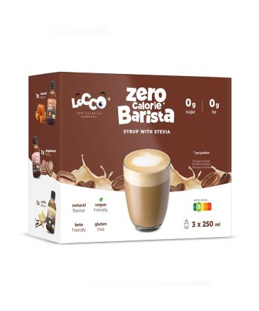 Locco Calorie-Free Barista Syrup with Stevia | Vegan Keto Gluten-Free | Sugar-Free Coffee Syrup | Zero Calories | Vanilla Caramel Gingerbread | 3x250 ml - Shop Now! - Buy Online on GoSupps.com