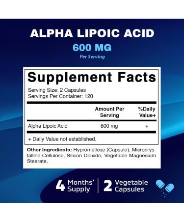 Vitamatic Alpha Lipoic Acid 600mg - 240 Non-GMO Vegetable Capsules - Gluten Free - Boost Your Health with 120 Servings - Buy Online on GoSupps.com