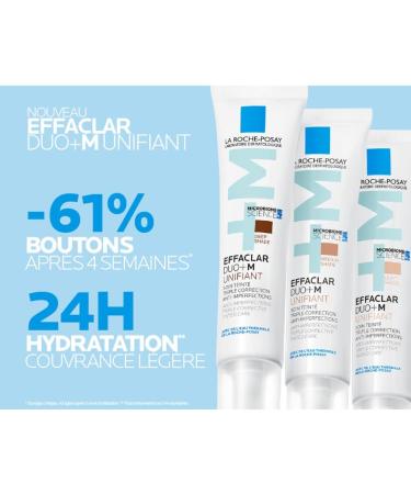 La Roche-Posay Effaclar Duo+M Anti-Imperfections Tinted Care Acne-Prone Skin Triple Correction for Spots Blackheads and Marks Unifying and Mattifying Effect Light Tint 40 ml - Buy Online on GoSupps.com