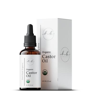 Organic Castor Oil - Castor Oil for Eyelashes Eyebrows - Pure Hair Oil Rich in Ricinoleic Acid Antioxidants - Nourishing Scalp Serum Combats Dandruff - Supports Skin Health - 2 Oz