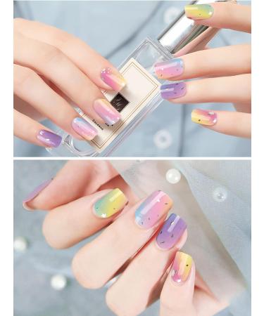 EBANKU Semi Cured Gel Nail Strips 20 Stickers Colorful Rainbow Gel Nail Polish Stickers Wraps Adhesive Gel Nail Stickers with Nail File Stick and Sealing Strip (UV/LED Lamp Required) - Buy Online on GoSupps.com