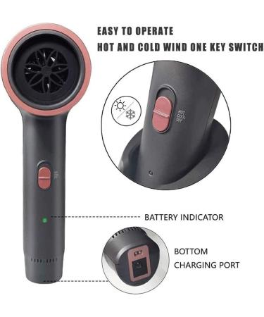 Cordless Hair Dryer Wireless Portable Blow Dryer Hot and Cold Wind Fast Charge 5000mAh Rechargeable Battery 2 Speed Adjustmen with Removable Nozzle for Travel Blowing Hair Painting Drying Out - Buy Online on GoSupps.com