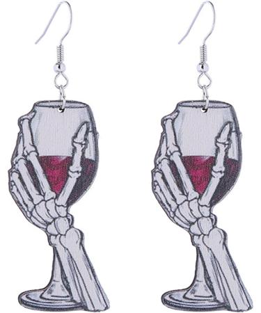 Feylie Halloween Wood Earrings - Vintage Skull & Spider Dangling Statement Jewelry for Girls - Buy Online on GoSupps.com