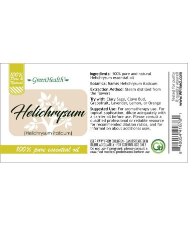 GreenHealth Helichrysum Essential Oil 5 ml 100% Pure & Natural Therapeutic Grade Amber Glass Bottle with Euro Dropper Helichrysum 0.17 Fl Oz (Pack of 1) - Buy Online on GoSupps.com