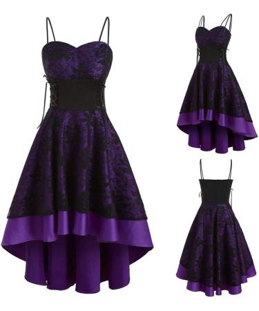 Women's Summer Casual Boho Dress Floral Printed Cap Sleeve Tie Belt Basic Midi Beach Sun Dresses 1183-zayeh-purple-c M - Buy Online on GoSupps.com