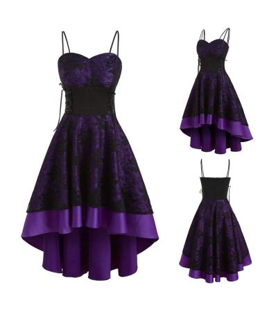 Women's Summer Casual Boho Dress Floral Printed Cap Sleeve Tie Belt Basic Midi Beach Sun Dresses 1183-zayeh-purple-c M