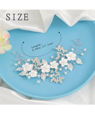 IYOU Flower Bride Hair Vine Pink Pearl Headband Crystal Leaf Wedding Headpiece Prom Bridal Hair Accessories for Women - Buy Online on GoSupps.com