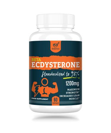 Solavica Beta Ecdysterone Supplement 1200mg -98% Maximum Purity Ecdysterone for Lean Muscle Building & Strength Gains Promotes Endurance & Muscle Growth (60 Capsules)-1 Month Supply 60 Count(Pack of 1)