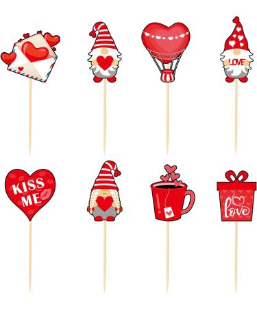 32 Pieces Valentine's Day Cupcake Toppers Love Heart Cake Decorations for Love Theme Wedding Engagement Party Favor Supplies - Buy Online on GoSupps.com