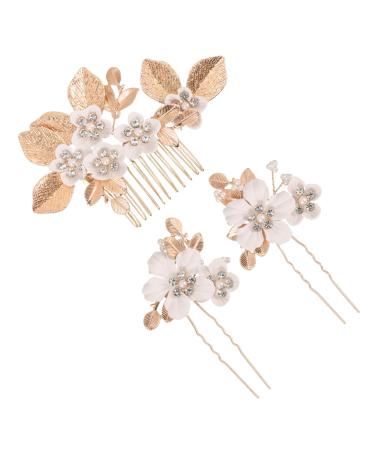 FOMIYES 1 Set Leaves and Flowers Hair Comb Bride Hair Comb Hair Accessories for Bridesmaids Headpiece for Wedding Decoration Flower Hair Accessories Flower Hair Pin Flower Hair Combs