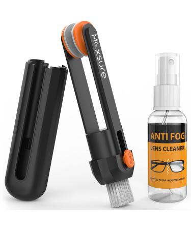 3 in 1 Eye Glasses Cleaner Glasses cleaning kit with 30ml Anti Fog Glasses Cleaners Spray and 2x Microfiber Cloth(15x15cm) Portable Glasses Cleaner Tool Black