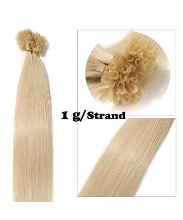 SEGO 50cm Extensions Real Hair Bondings Keratin U-Tip Remy Human Hair Hair Extension 50 Strands Platinum Blonde#60 20"-50g