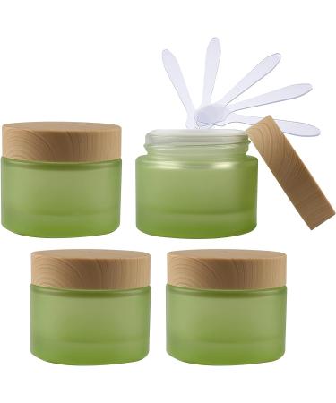 empty jars with lids cosmetic jar B0CL9L6R3C4 PC 50ml Empty Green Glass Cosmetic Jars with Screw Lid 50g Small Containers Storage Pot for Cosmetic Travel + 4X Spatula (Color : Groen Size : 20ml) (C
