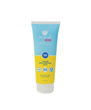Aloe Up Kids SPF 50 Sunscreen - Gentle Sunscreen Protects from UV with Aloe/Quick-drying  Non-greasy Lotion Safe for Face or Body  even on Toddlers/Reef Safe  made in USA / 6oz