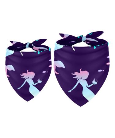 Dog hollow cloth mermaid silhouette triangular cloth for small medium-sized and large dogs and cats pet triangular cloth bib 2 pieces of colorful 18