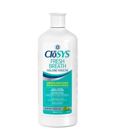 CloSYS Sensitive Fresh Breath Mouthwash - Gentle Mint Alcohol-Free Dye-Free pH Balanced - Soothe Mouth Sensitivity Eliminate Bad Breath (Flavored) Rinse 32oz 946 ml (Pack of 1) Fresh Breath