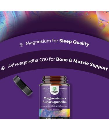 Magnesium Glycinate 500mg with Ashwagandha Root - Calming Supplement for Bone Health and Immunity - 90 Tablets - Buy Online on GoSupps.com