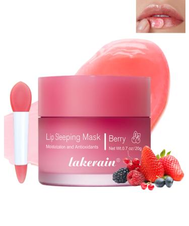 Sleeping Lip Mask Overnight Hydrating & Prevention Dry and Cracked Lips Scrubs Exfoliator & Moisturizer Ultra-Nourishing Lip Sleeping Mask with Wand Lip Care Therapy Treatment for Women-02#Berry 02# Berry