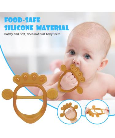 Vicloon Baby Bite Toys - 2PC Soft Silicone BPA-Free Rings | Dental Aid & Soothing Toy for 3+ Months | Brown - Buy Online on GoSupps.com