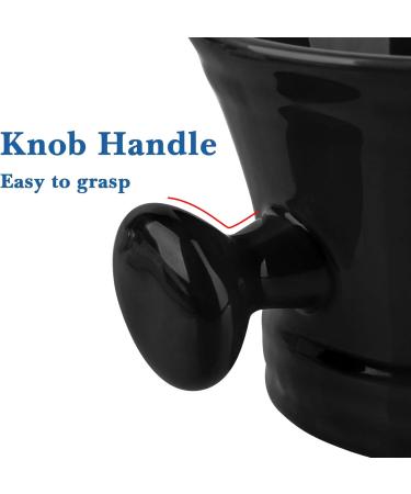 Linkidea Ceramic Shaving Mug with Knob - Deep Size Wet Shaving Bowl for Men (Black) | Ideal for Shaving Soap & Cream - International Shipping - Buy Online on GoSupps.com
