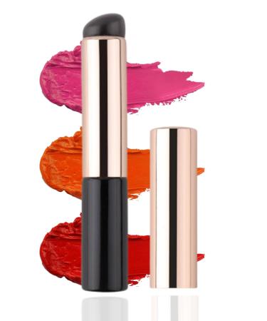 UULANFA Silicone Lip Brush with Cover Concealer Lip Oil Brush Portable Mini Makeup Bleanding Brush Angled Round Tip Makeup Applicator Dustproof Silicone Brush Tool for Lip Balm Lipstick (Black)