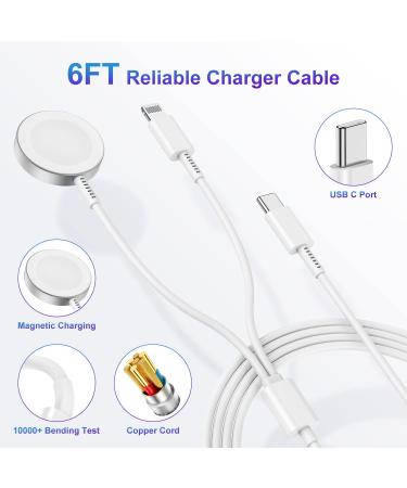 Apple Watch & iPhone 2-in-1 USB-C Magnetic Fast Charger 6FT - Compatible with Series 8/7/6/SE/5/4 & iPhone 14/13/12/11 - White - Buy Online on GoSupps.com