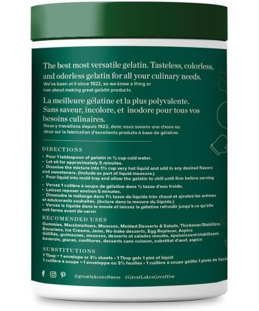 Great Lakes Wellness Beef Gelatin Powder for Culinary Needs - Perfect for Gummies Marshmallows Desserts and more - Unflavored - Grass-Fed Kosher Keto Non-GMO - 16oz (454g) - Buy Online on GoSupps.com