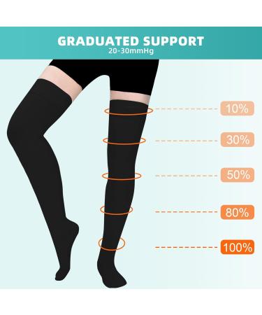 Evolyline Medical Compression Stockings for Men & Women - 20-30 mmHg Class II Thigh-High Support Socks for Travel - Buy Online on GoSupps.com