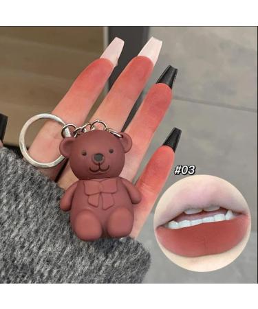 AZ.BNC Cute Bear Lipsticks Set - 6 Colors Matte Velvet Lipstick Key Chain | Waterproof Long Lasting Lip Gloss for Beauty Makeup - 6pcs (Red) - Buy Online on GoSupps.com