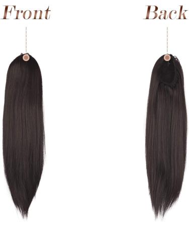 FESHFEN 16 Straight Drawstring Ponytail Extension Medium Brown - Pack of 1 | Natural Synthetic Long Ponytail Hairpiece for Women and Girls - Buy Online on GoSupps.com