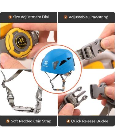 KAILAS Aegis Lightweight Rock Climbing Helmet - Adjustable Mountaineering Safety Helmet for Men, Women, and Kids - Ideal for Hiking, Caving, and Work at Height - Blue (XS-M) - Buy Online on GoSupps.com
