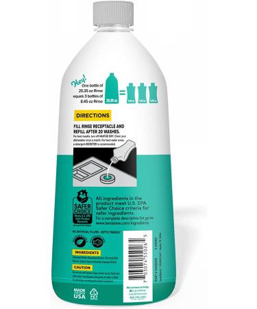 Lemi Shine Shine + Dry Dishwasher Rinse Aid - Hard Water Stain Remover | 25 oz (1 Pack) - 25.35 Fl Oz - Buy Online on GoSupps.com