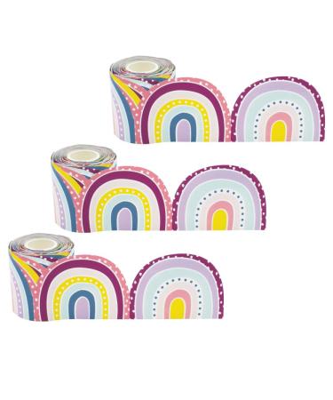 Oh Happy Day Rainbows Die-Cut Rolled Border Trim 50 Feet Per Roll 3 Rolls