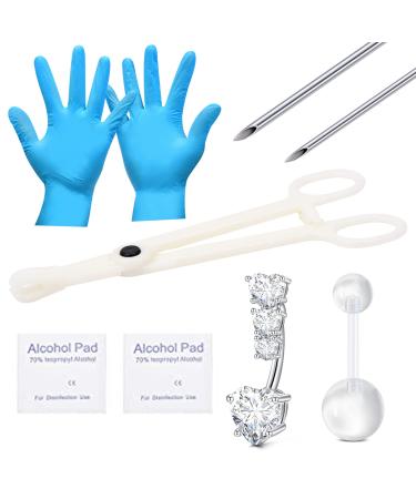 QWALIT Belly Button Piercing Kit Belly Piercing Kit Body Piercing Kits for All Piercings 2-heart
