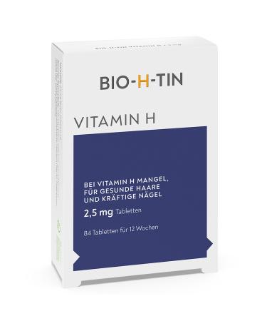 BIO-H-TIN Vitamin H 2.5 mg (Biotin) for healthy hair & nails 84 tablets for 12 weeks 2.5 mg 84 pieces (1 pack) - Buy Online on GoSupps.com