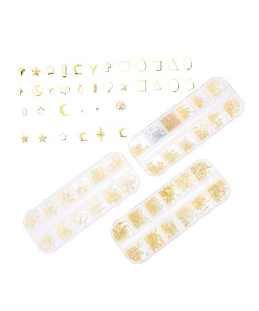 minkissy 3 Boxes Nail Art Accessories Moon Nail Charm Pearl Decor Sparkly Nail Decals Fairy Toenail Decor Nail Decorations for Nail Art Nail Art Supplies Manicure Rivet Sequins Alloy Drill