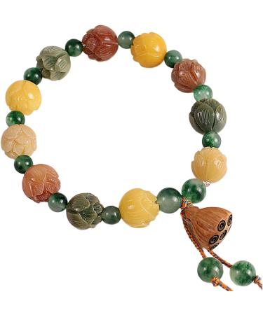 Oralgo Lotuses Bodhi Hand Chain | Unique Flower Pen Jewelry for Happiness & Wealth | Adjustable Ethnic Agate Style Bracelet - Buy Online on GoSupps.com