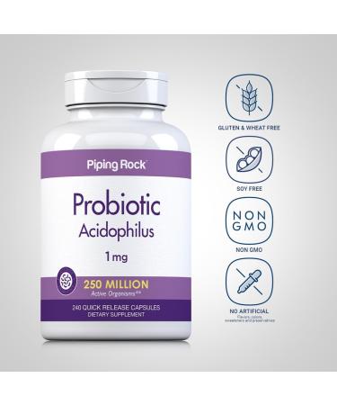 Piping Rock Probiotic Acidophilus Capsules | 250 Million CFU | 240 Pills | Dietary Supplement | Non-GMO Gluten Free - Buy Online on GoSupps.com