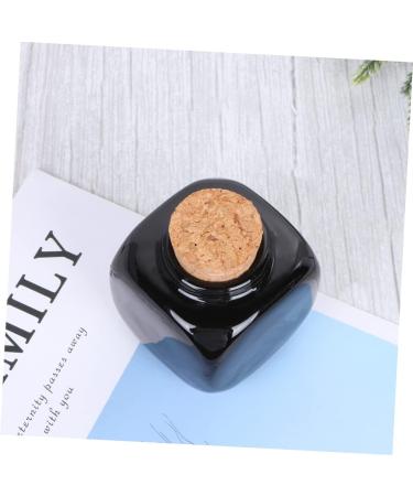 Beavorty porcelain material nail art dish manicure ceramic cork bottle manicue cups bottle Powder Bottle Jar bottle travel bottle Ceramic Bottle porcelain cup Wooden square 5.7*3.5cm Black - Buy Online on GoSupps.com