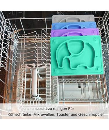 SILIVO Suction Plate - Silicone Baby Plate for Toddlers - Green Elephant Design - 10 x 7.8 x 1.1 inches - Buy Online on GoSupps.com