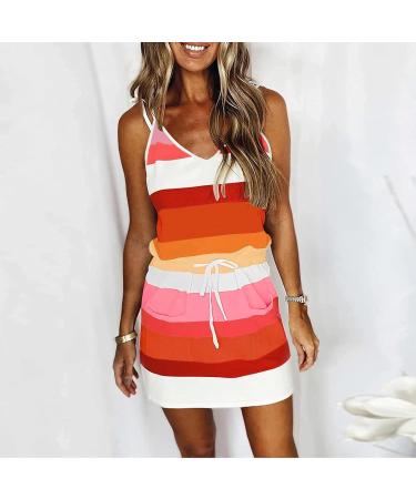 Ronony Women's Sleeveless Summer Dress - Boho Floral Mini & Monochrome Stripes for Beach Leisure - Buy Online on GoSupps.com