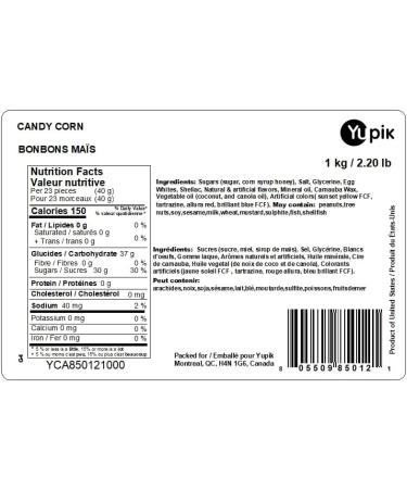 Yupik Candy Corn 1 kg Classic Halloween Candy Kernel-Shaped Tangerine Flavor Sweet Creamy Candies Delicious Snack Ideal for Gifting & Recipes 500 g (Pack of 1) - Buy Online on GoSupps.com