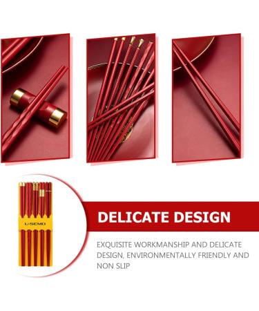 5 Pairs Flatware Japanese Sticks Style Utensils Valentines Stick Korean Frying Reusable Tableware Home Day Wooden Kitchen Chinese Eating Favors for Cooking Creative Chopsticks Kitchenware Rojo - Buy Online on GoSupps.com