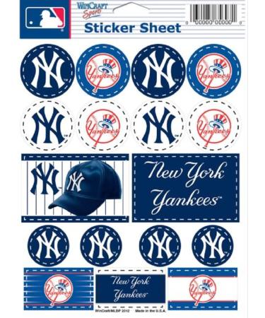 WinCraft MLB Vinyl Sticker Sheet New York Yankees 5" x 7"