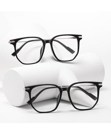 Buy Metal Temples Square TR90 Blue Light Blocking Glasses for Men & Women - Anti UV Ray Computer Reading Glasses - Stylish Black-Gold Frame (55mm - Buy Online on GoSupps.com